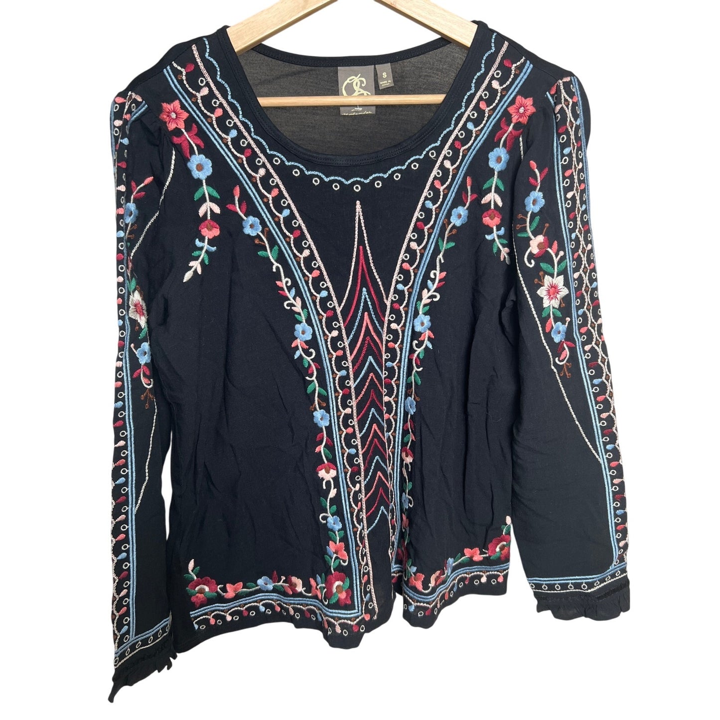 Anthropologie One Small September Wesley Embroidered Top Pullover Boho