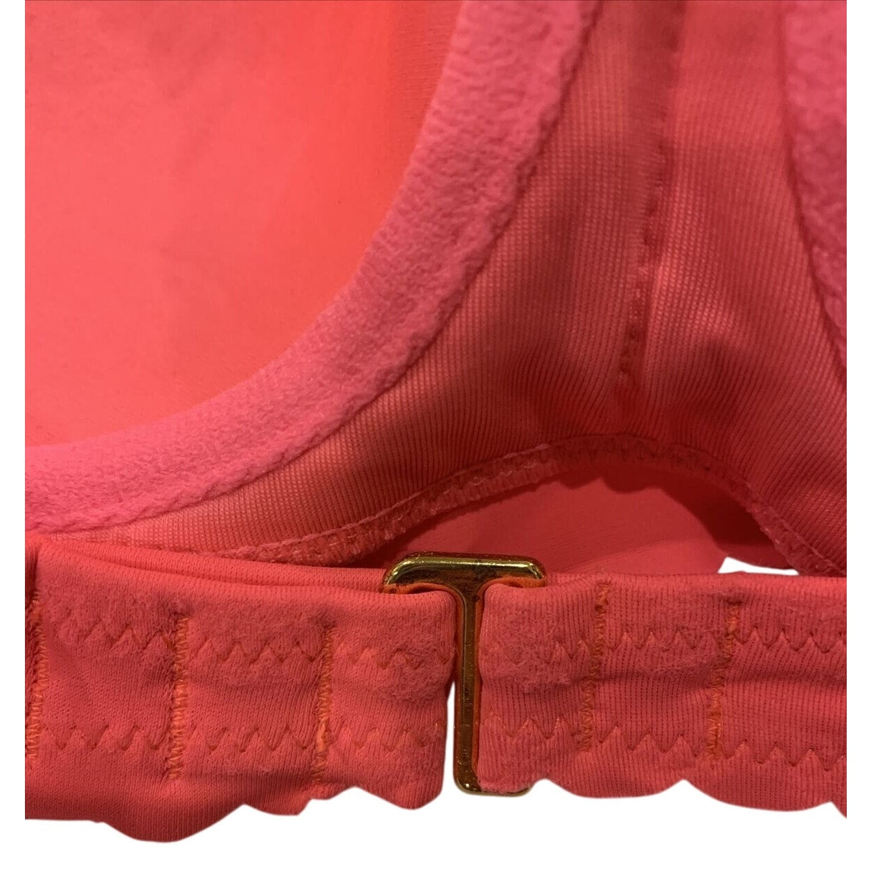 Victoria's Victoria Secret Bikini Top Pink Padded Halter Fringe Size 34B - EUC