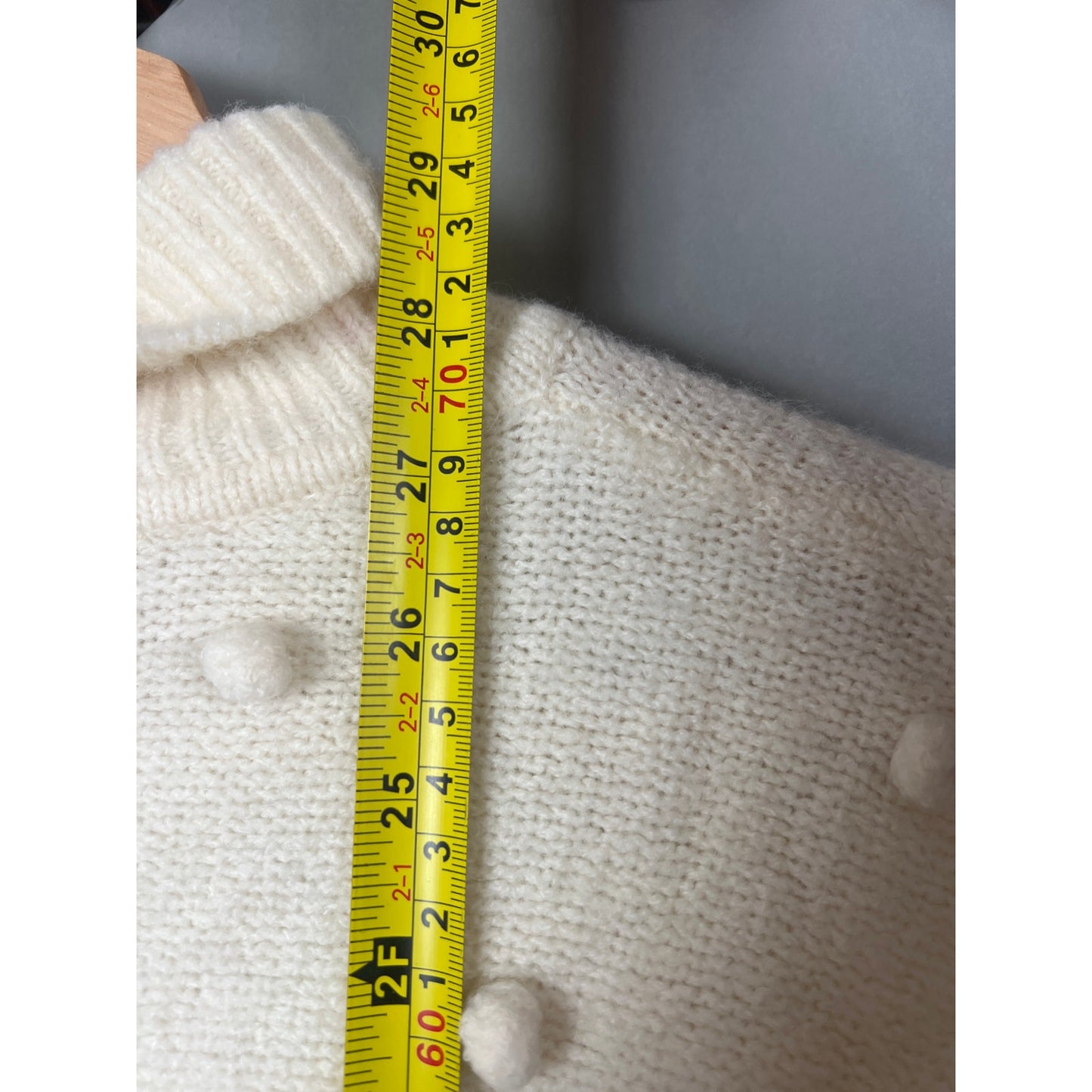 Madewell XS Snowglobe Bobble Turtleneck White Pullover Sweatshirt Nylon/Wool