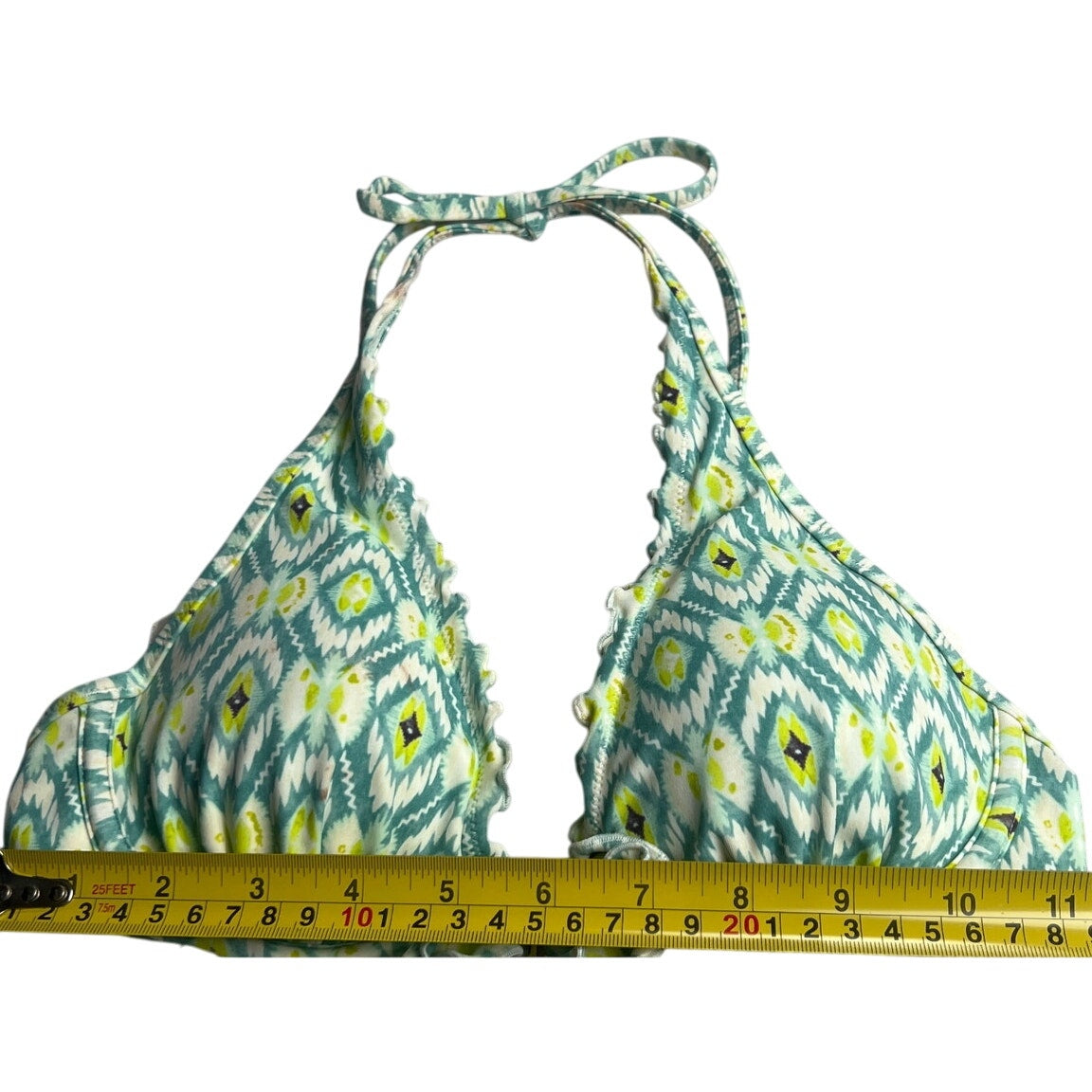 Victoria's Secret 32C Halter Bikini Swim Top Underwire Green Geometric