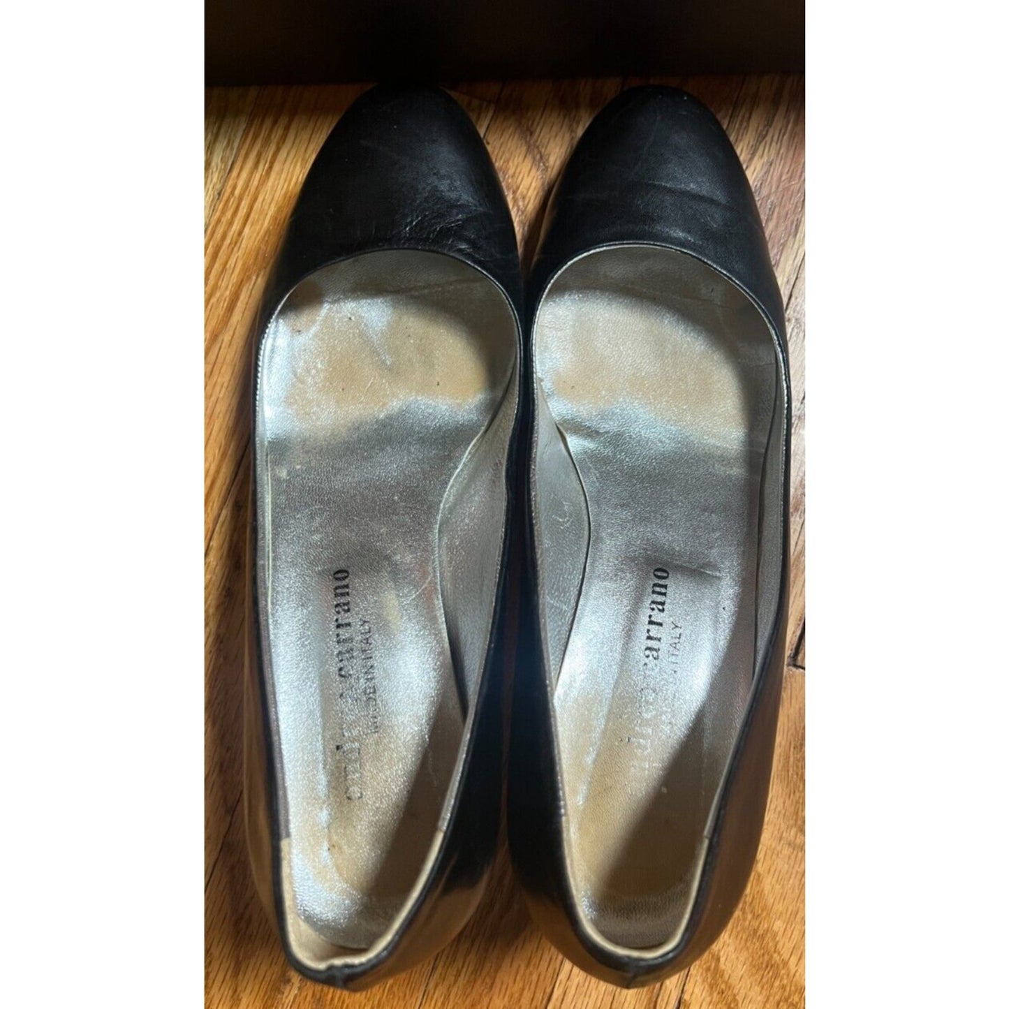 Andrea Carrano Italy 9 Black Mirror Bottom 3" Heels