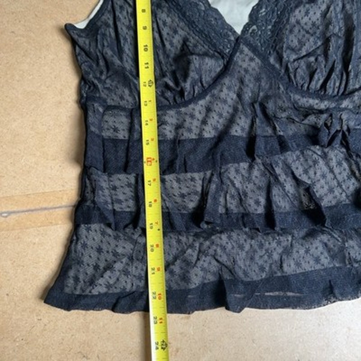 MICHAEL Michael Kors Blouse Womens XL Black Camisole Lace Ruffle Lined Party