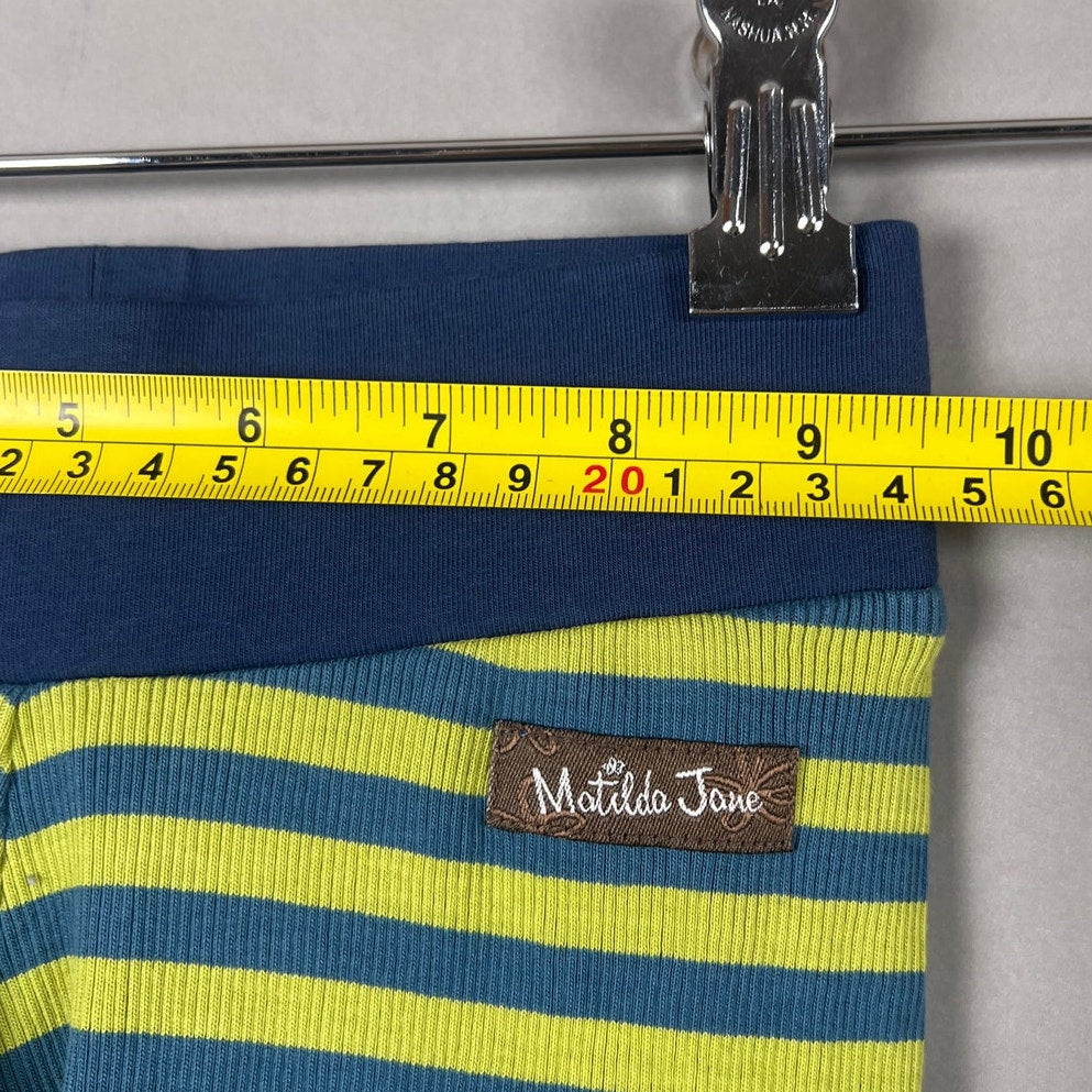 Matilda Jane Size 8 Secret Fields Truest Compass Green Blue Striped Leggings