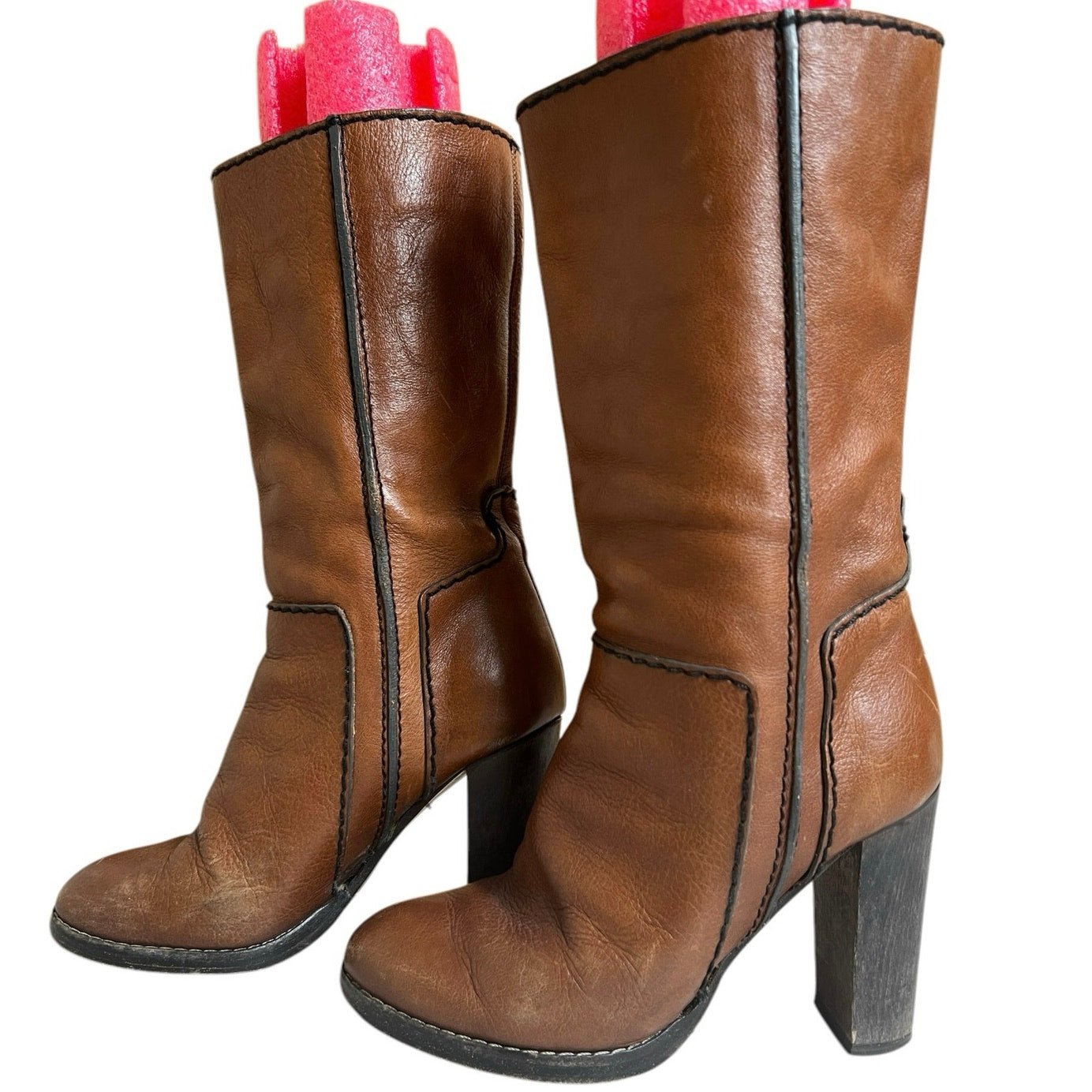 Chloe Tall Leather Heel Boots Size 36 Made In Italy Bohemian Chic