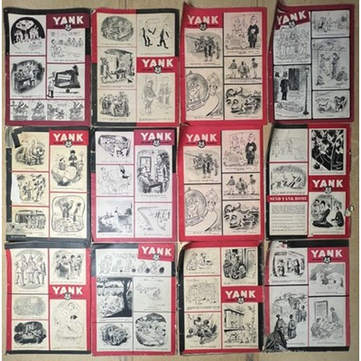 Yank The Army Weekly Red Black White Magazine Lot WWII British Original UK