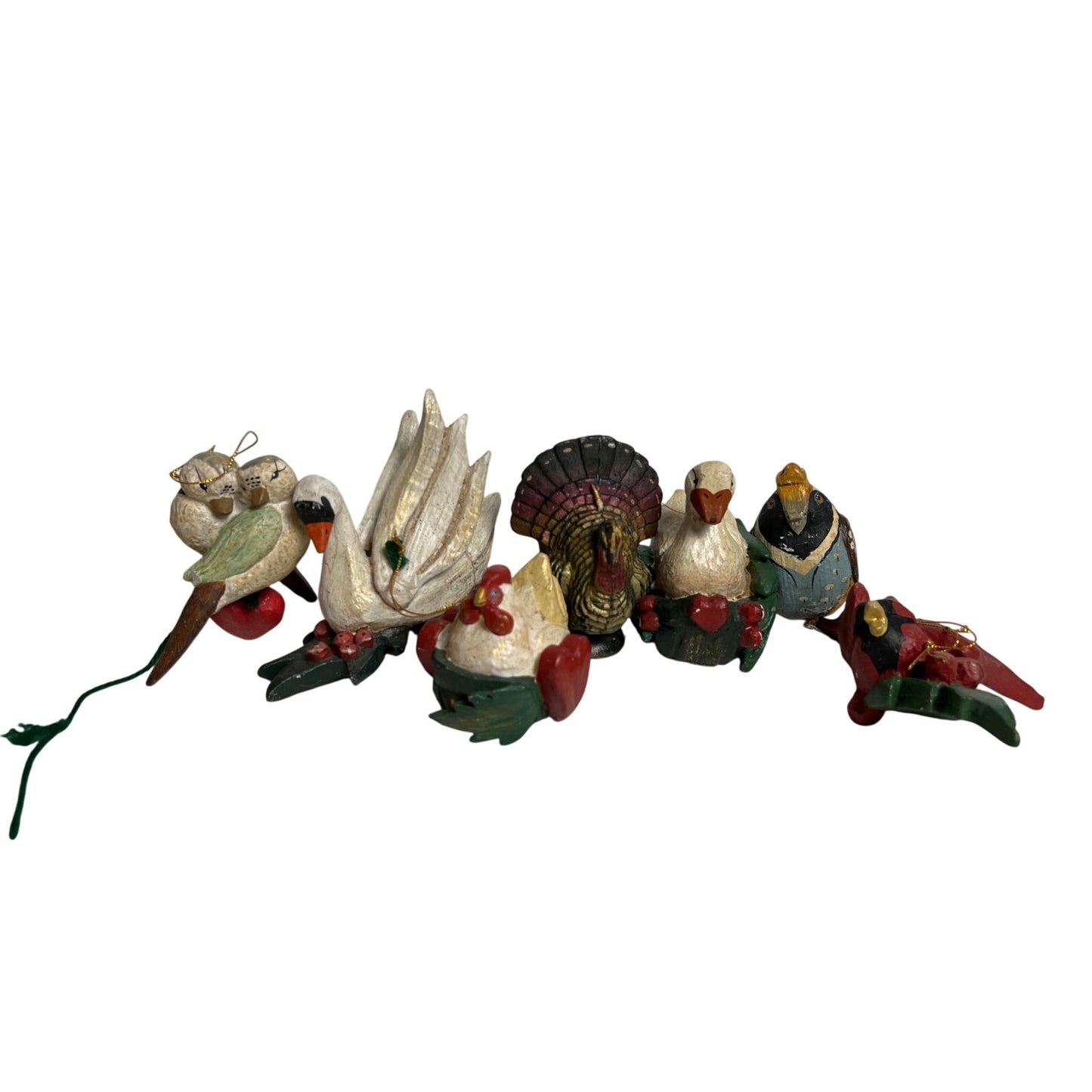 1989 House of Hatten Twelve Days of Christmas Swan Turkey Christmas Ornaments