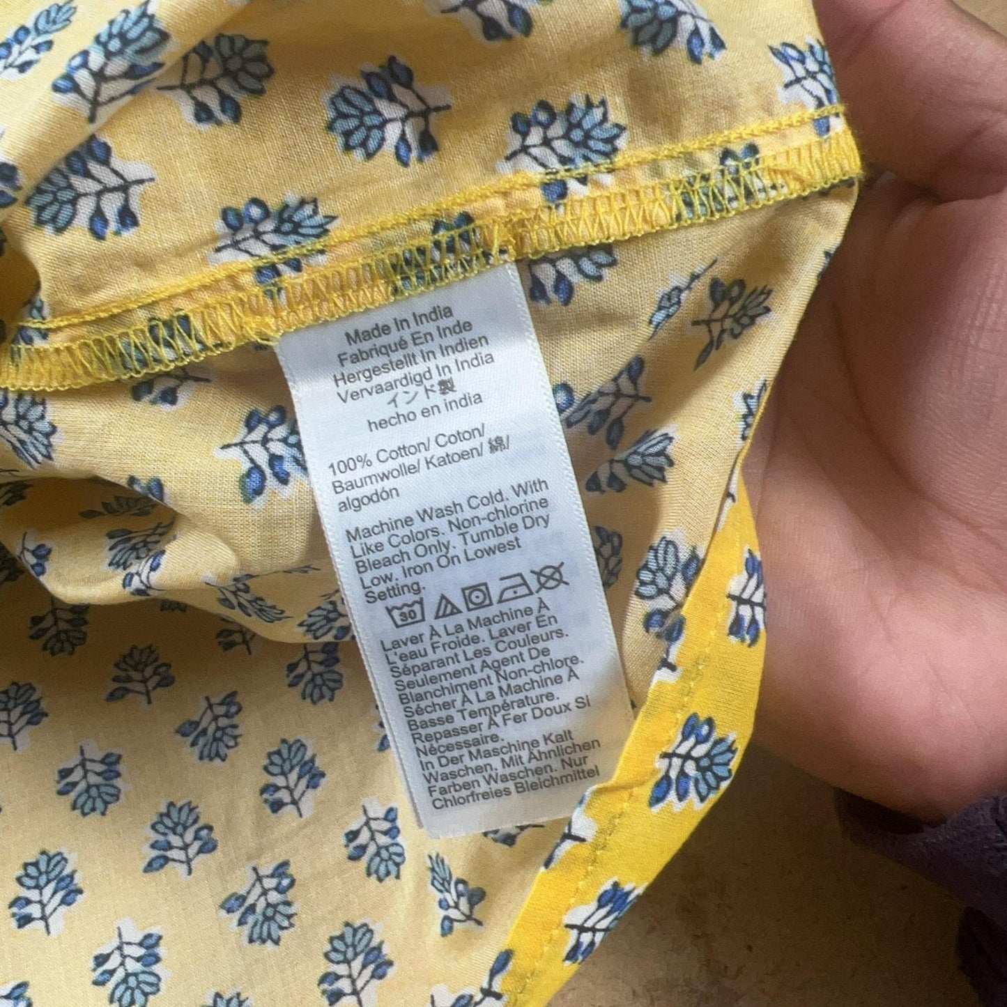 J.CREW Blouse Womens M Yellow Floral Flutter Sleeve Ruffle Button Cotton