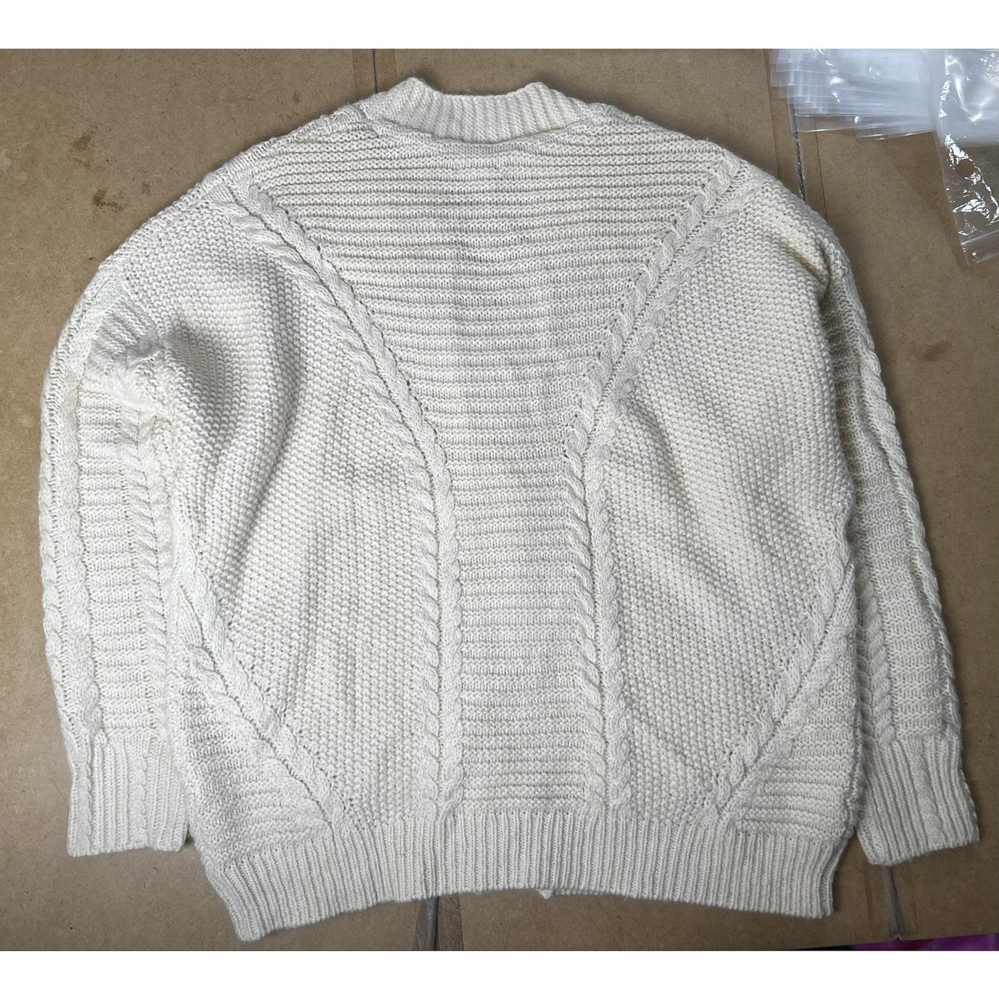 Sundance Cushion Womens Extra Large Beige Braided Cotton Blend Cardigan Sweater