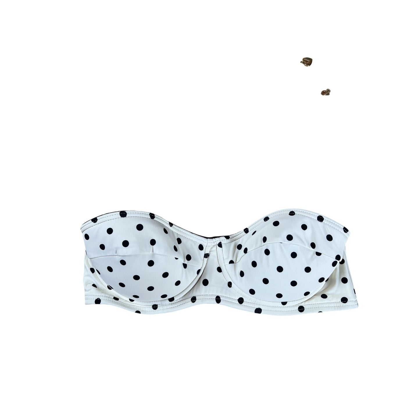 Juicy Couture Swim Top Womens XS White Polka Dot Halter Underwired Lined