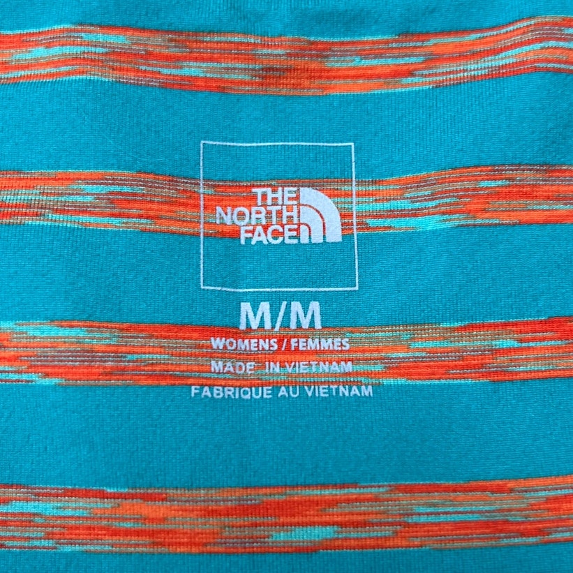 The North Face Teal Red Stripe Mini Dress Racerback Stretch Jersey Knit Medium