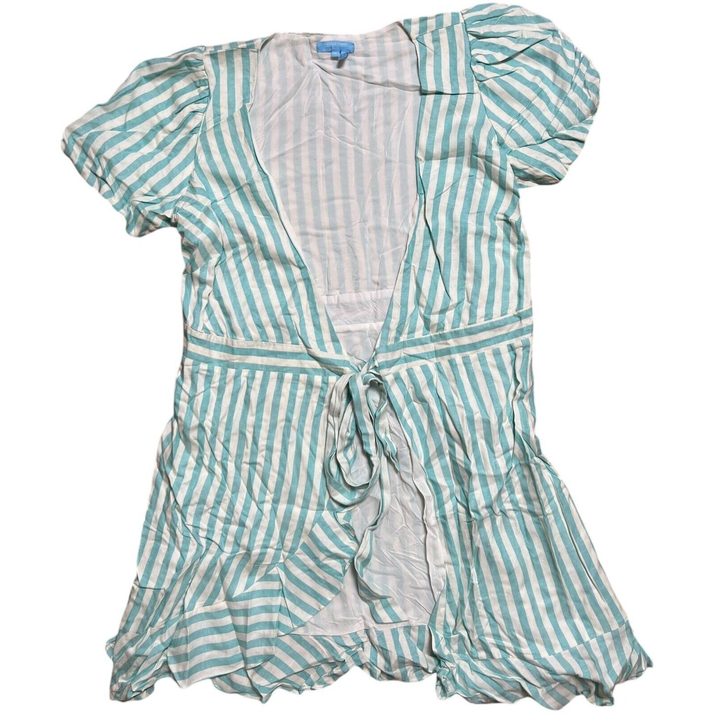 Draper James RSVP Dress Womens Size M Puff Sleeve Turquoise Blue