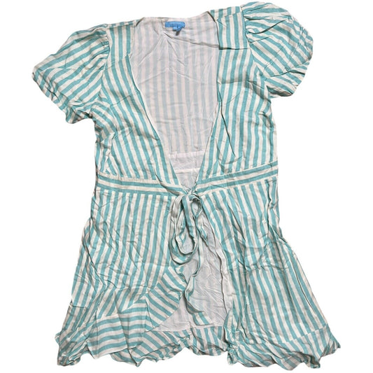 Draper James RSVP Dress Womens Size M Puff Sleeve Turquoise Blue