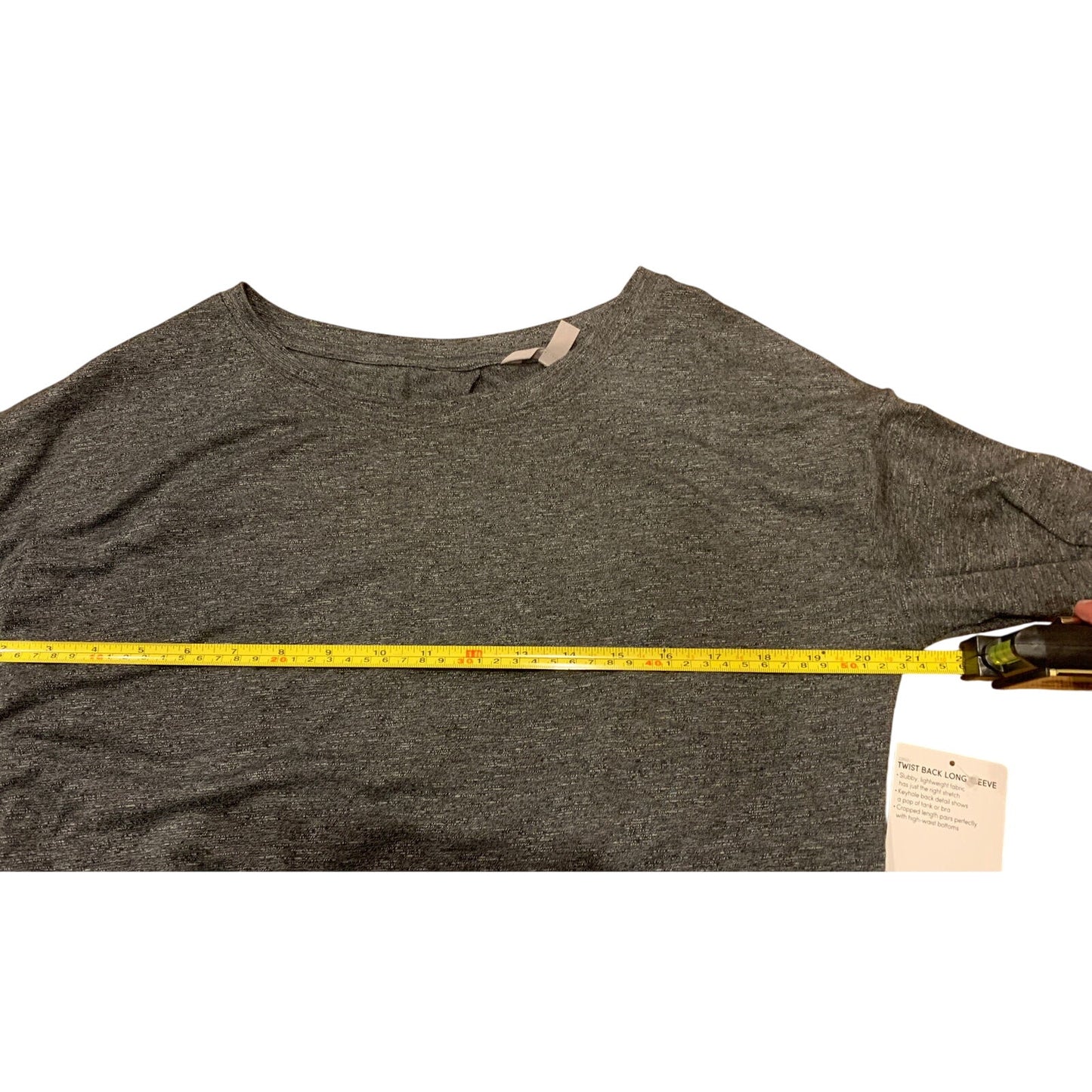 Athleta Twist Back Long Sleeve Open Back Gray Shirt Top Size Medium - NWT