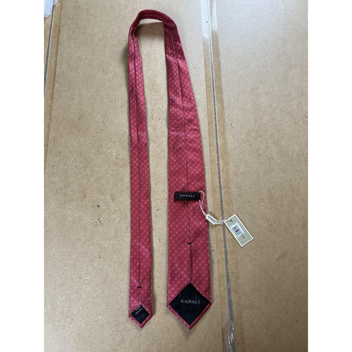 Canali Tie Mens Red 100% Silk Necktie Made In Italy Business Classic Luxury