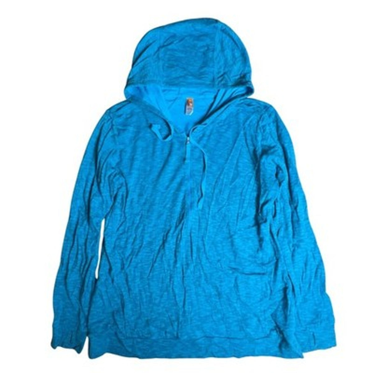 Lucy Sweater Womens XL Blue Hooded Full Zip Striped Lightweight Pockets