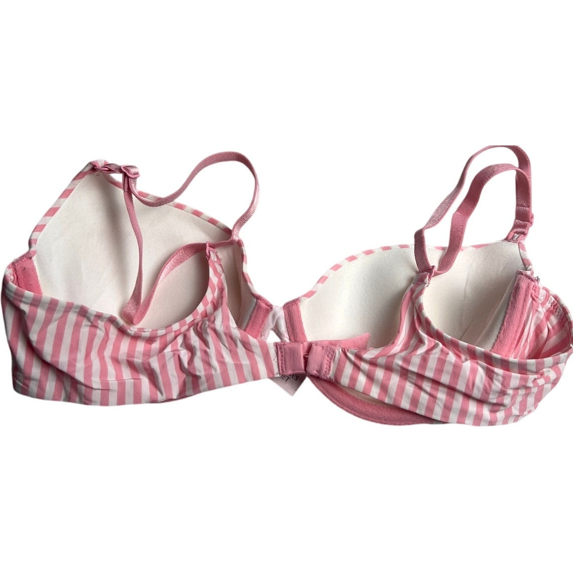 Victoria's Secret Demi Busted 36B Pushup Bra Padded Pink White Striped Underwire