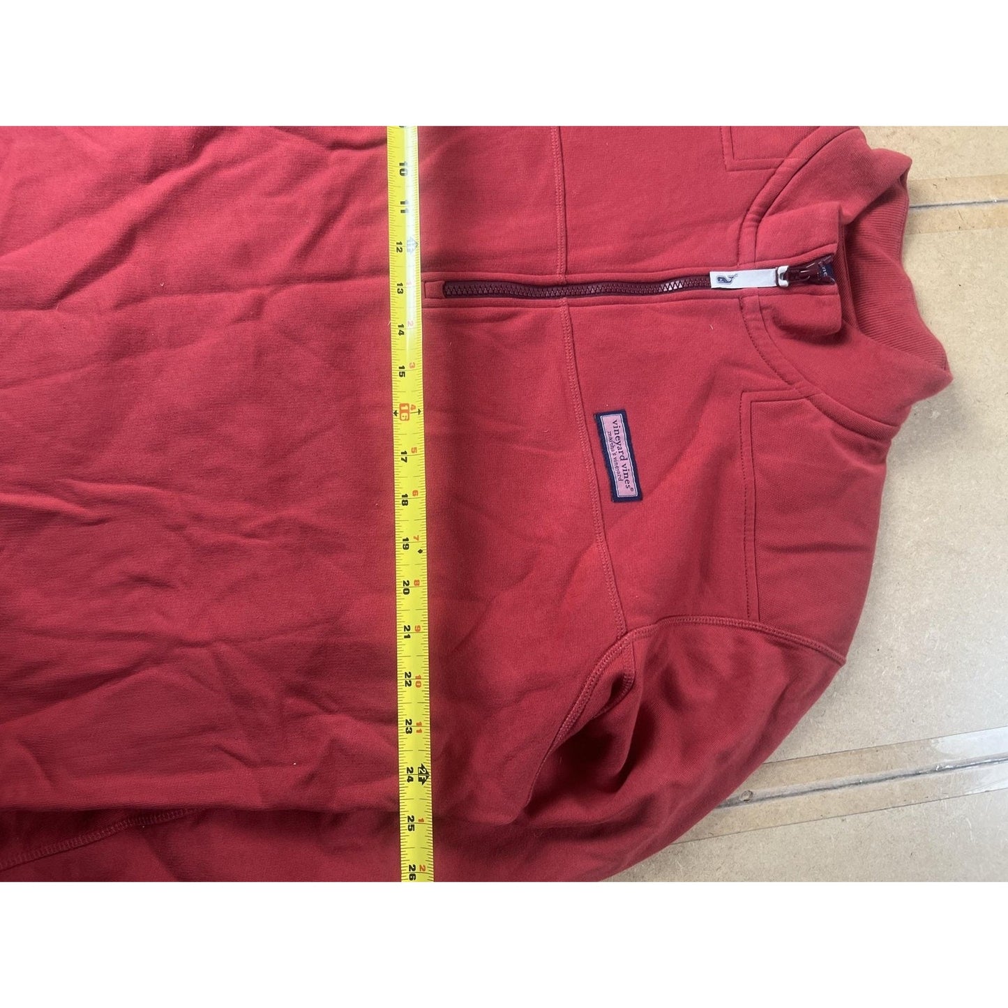 Vineyard Vines Sweater Mens L Red Pullover Mock Neck 1/4 Zip Pockets Logo