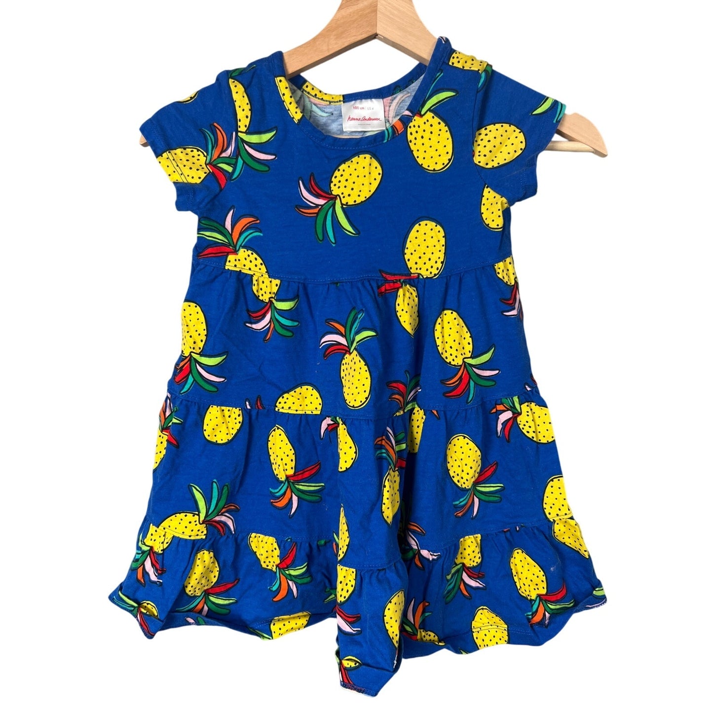 Hanna Andersson Blue Pineapple Toddler Girl Dress Size 4