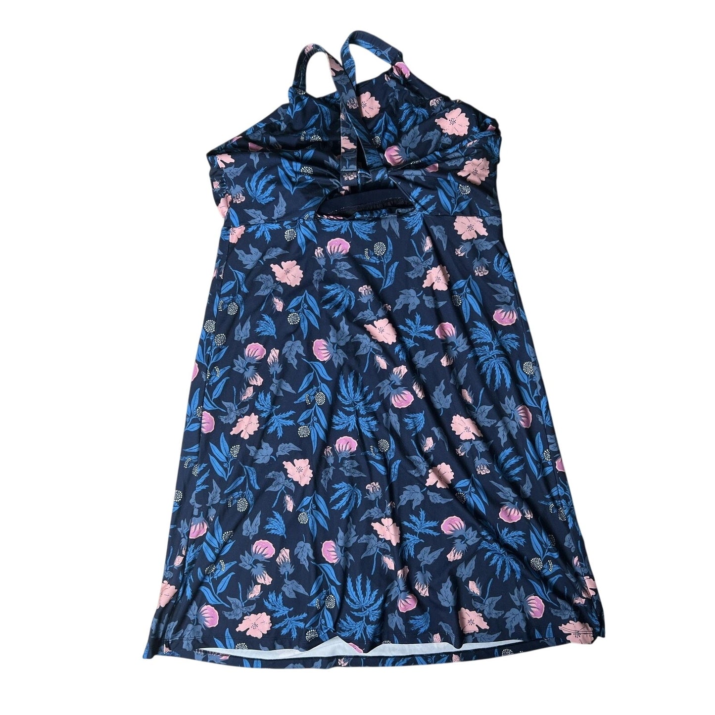 Patagonia Dress Womens XL Blue Floral Sundress Halter A-Line Lined Jersey Travel