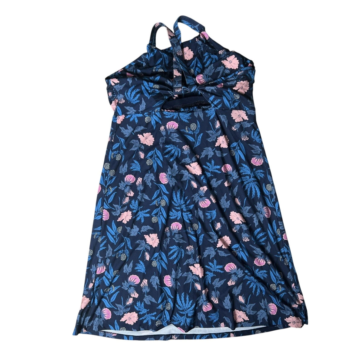 Patagonia Dress Womens XL Blue Floral Sundress Halter A-Line Lined Jersey Travel