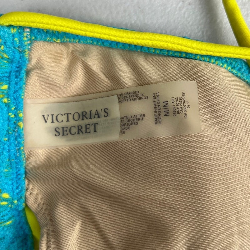 Victoria Secret Blue & Yellow Adjustable Swim Top Medium