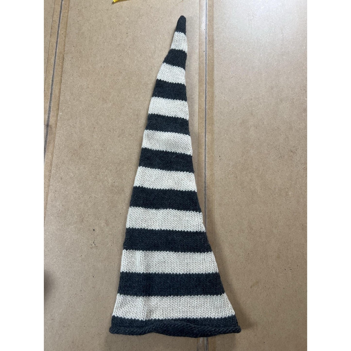 J.CREW Beanie Womens One Size Gray Cream Wool Striped Long Elf Hat Winter