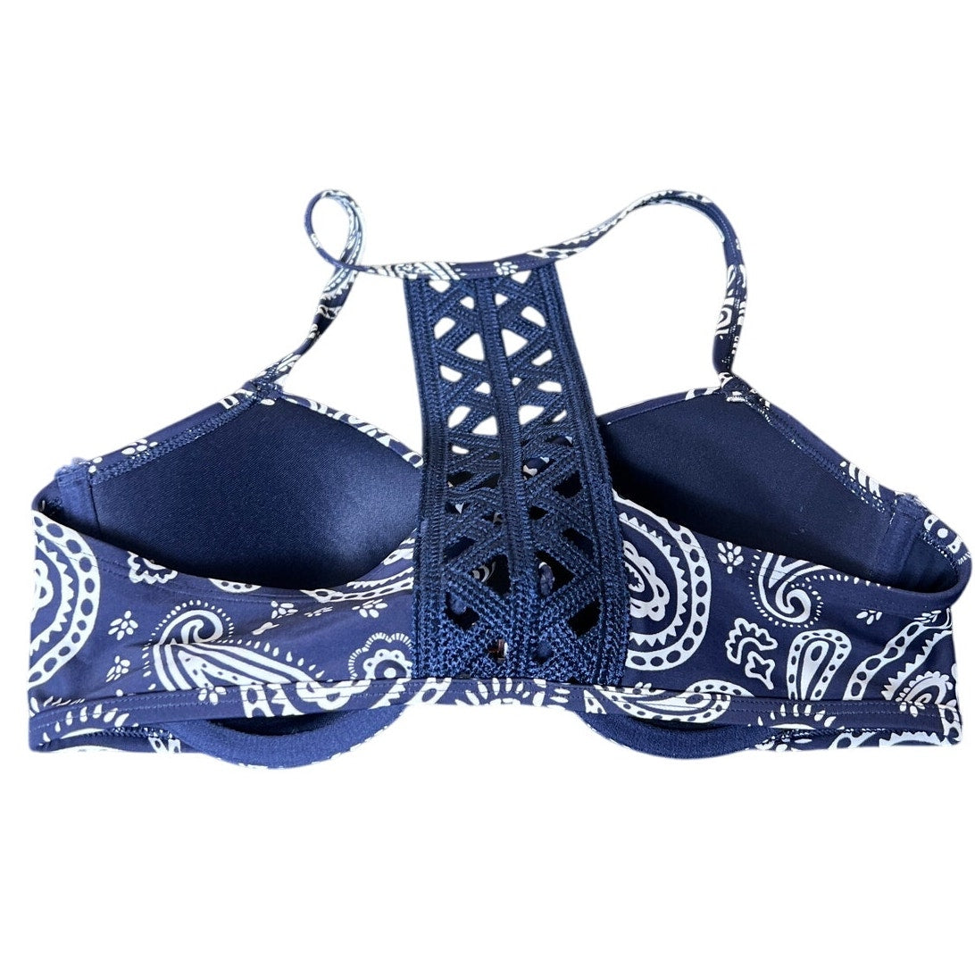 Aerie 34C Blue Front Close Racerback Bikini Top