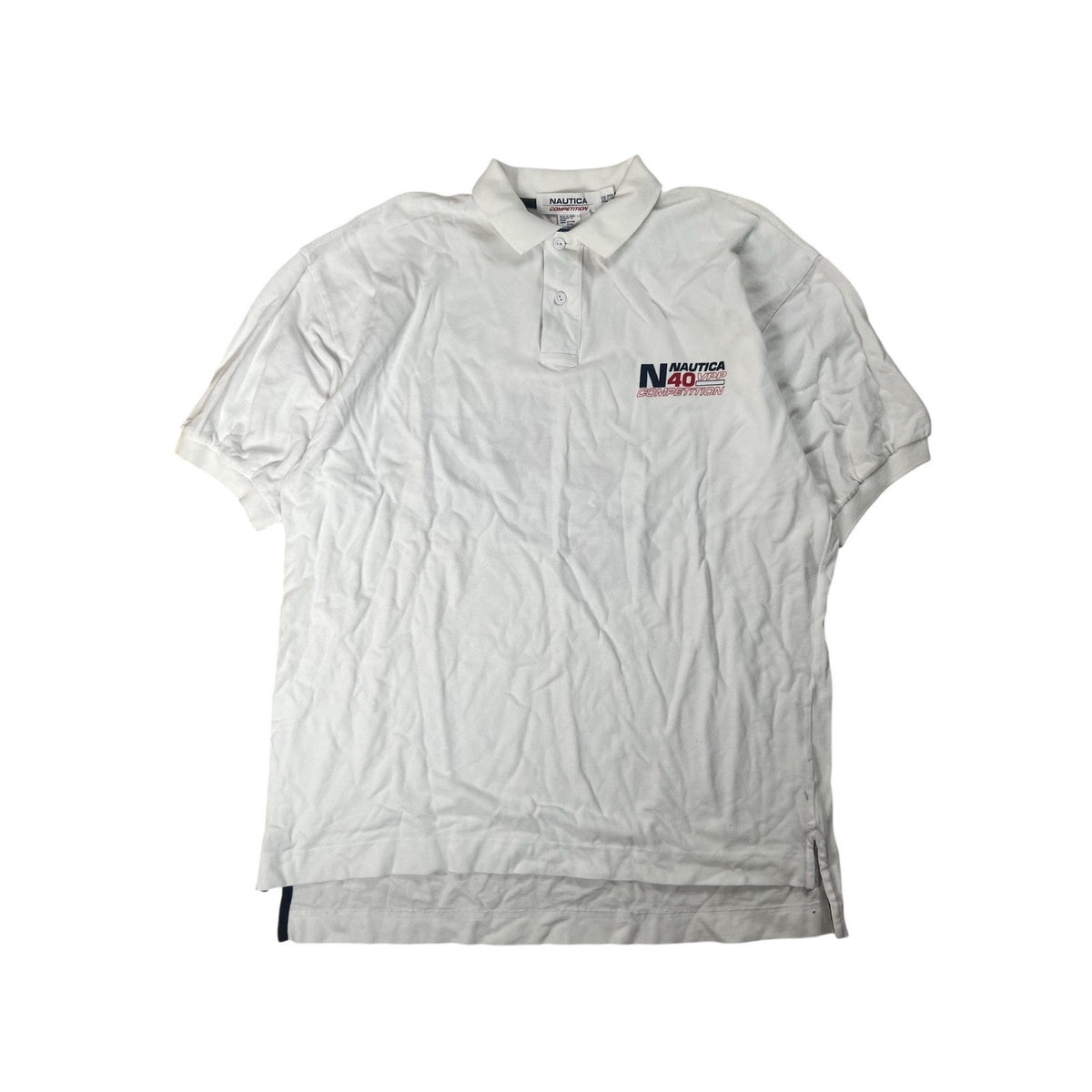 Nautica Shirt Mens 2XLT White Cotton Collared Big & Tall Competition Logo Pique