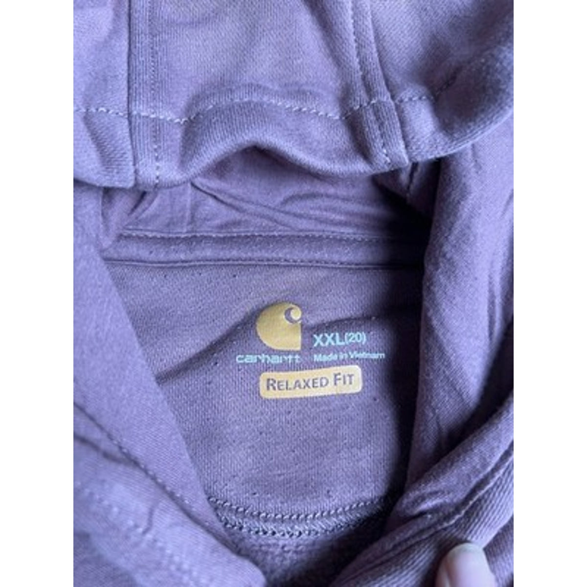 Carhartt Sweater Mens 2XL Purple Pullover Hooded Lined Pockets Relaxed Fit