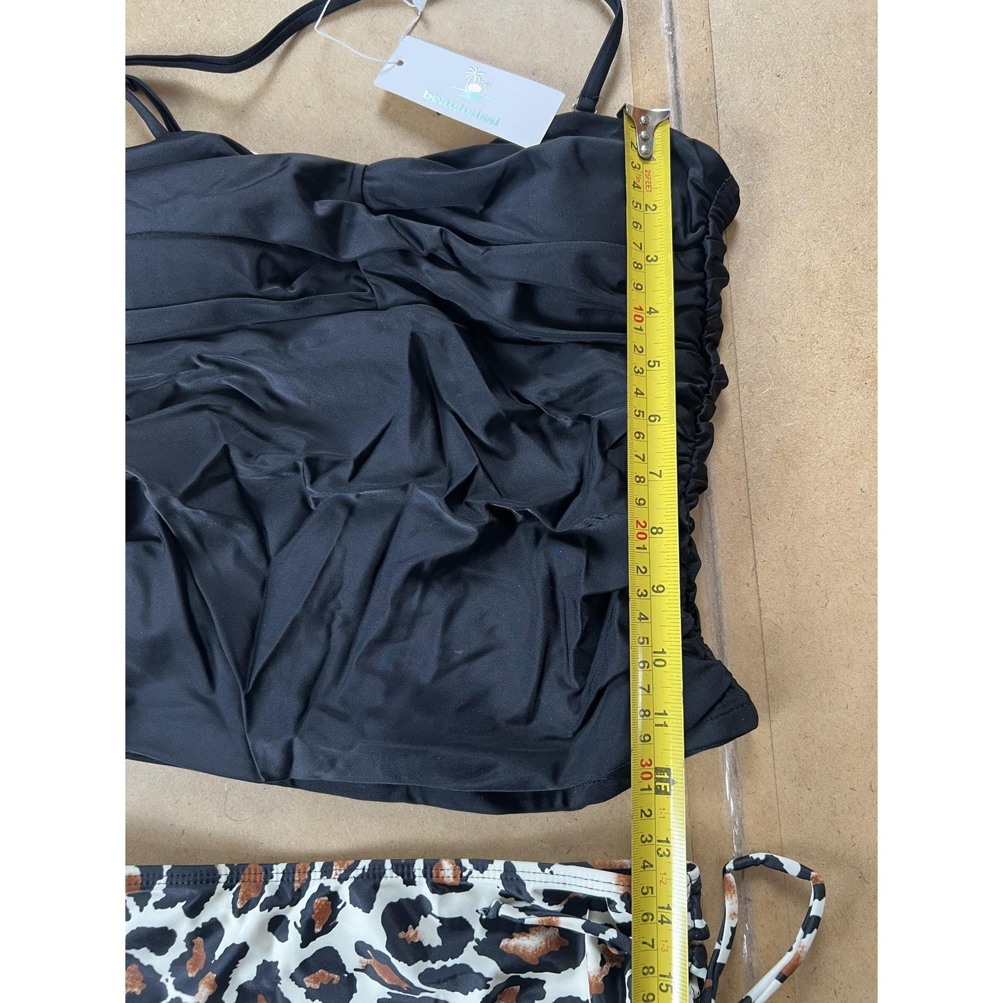 Tankini Womens S Multicolor Black Tank Bikini Lined Adjustable 2 Piece