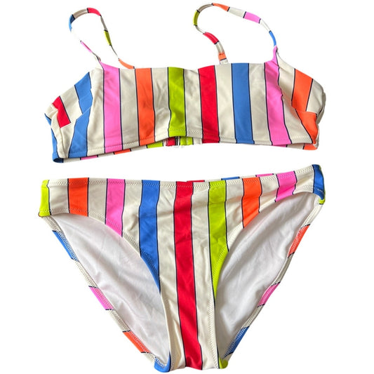 Aerie Striped Rainbow Bikini Set 2 Piece Swimsuit Medium M EUC