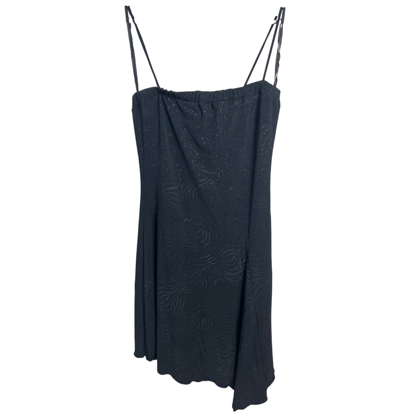 Vintage Rag Black Spaghetti Strap Dress Asymmetrical Shimmer Large