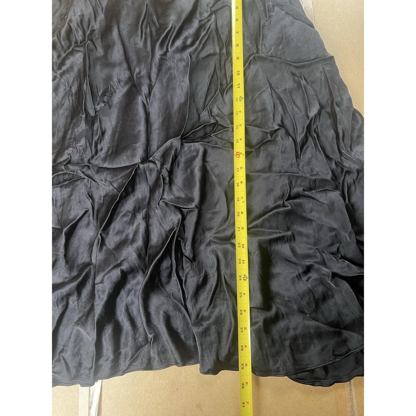 Maeve Skirt Womens XL Black A-Line Satin Viscose Midi Elastic Waist Pull On