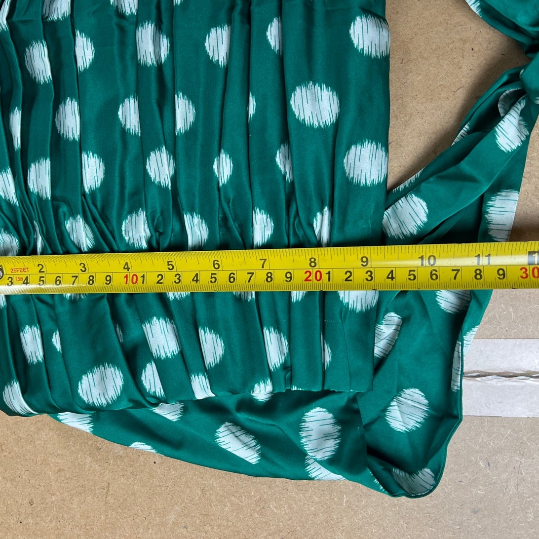 NWT Hutch Crop Top Small Polka Satin Pleated Ruched Stretch Green Bandeau