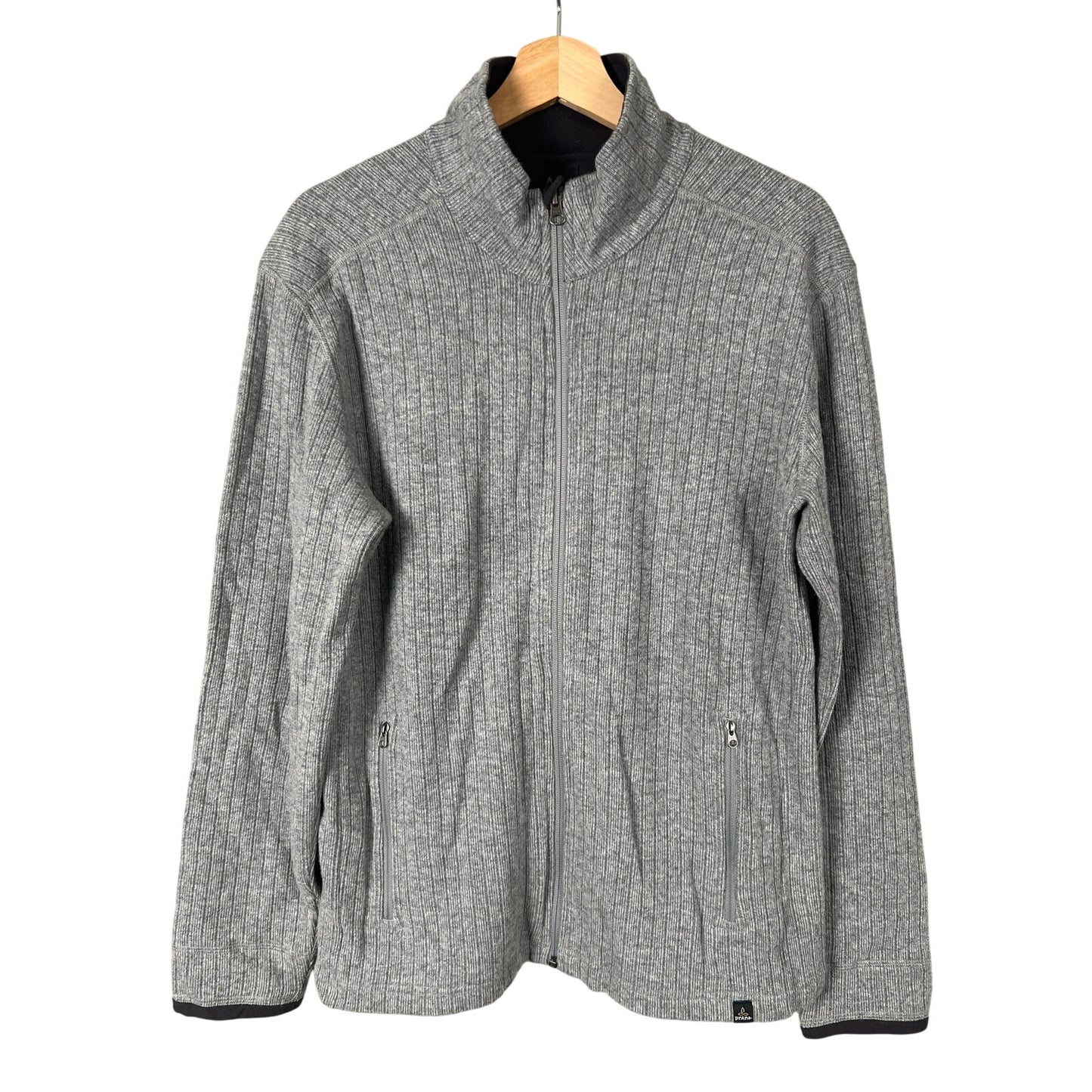 Prana Size Medium Full Zip Wool Blend Sweater Gray