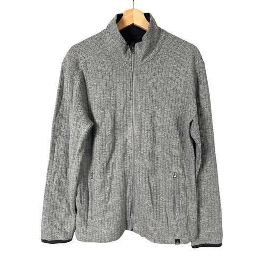 Prana Size Medium Full Zip Wool Blend Sweater Gray