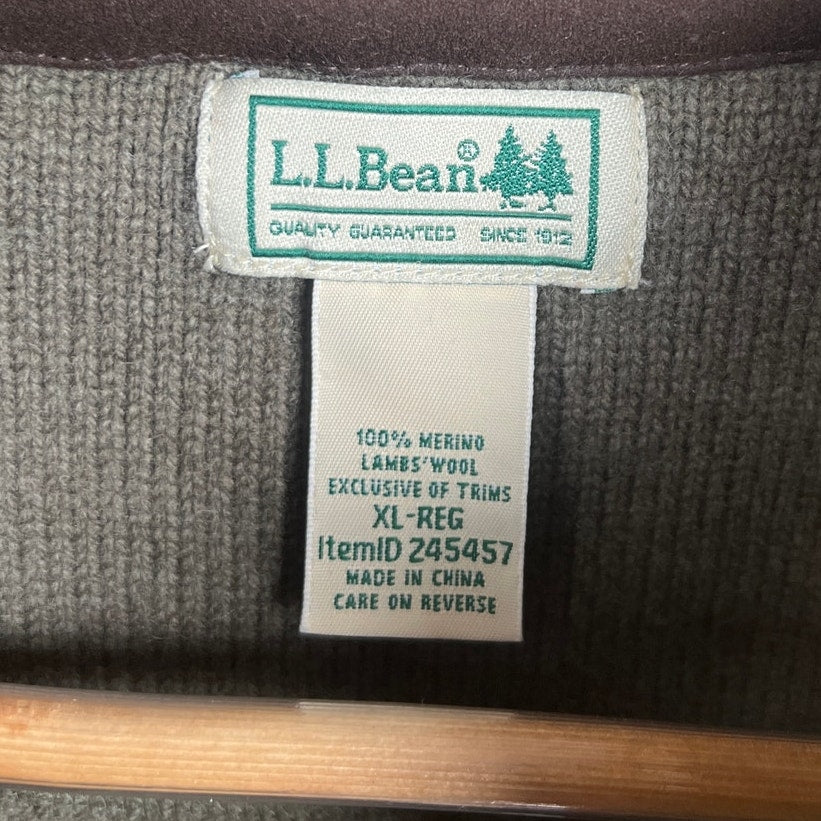 L.L. Bean Large Waterfowl 100% Merino Lambs Wool Full Zip Sweater Vest Jacket