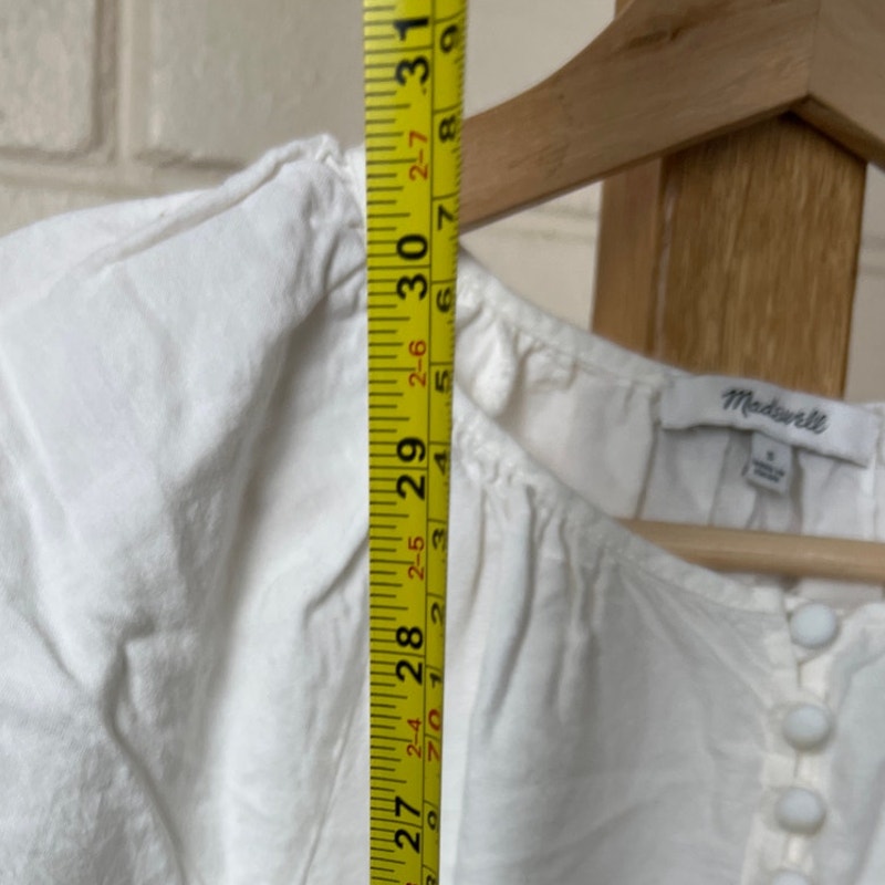 Madewell Linen White Sundress Size Small Flutter Sleeve Button Mini Dress