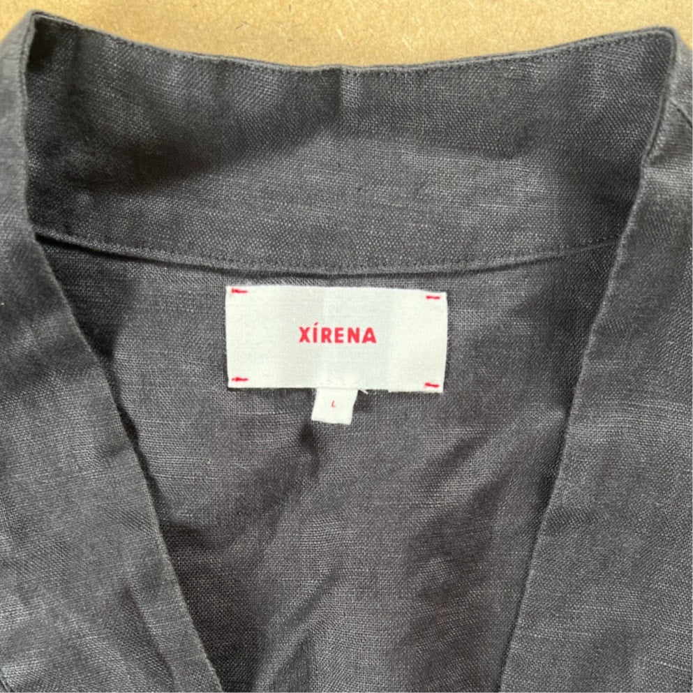 Xirena Top Womens Black Sleeve V Neck Casual Blouse Top Large