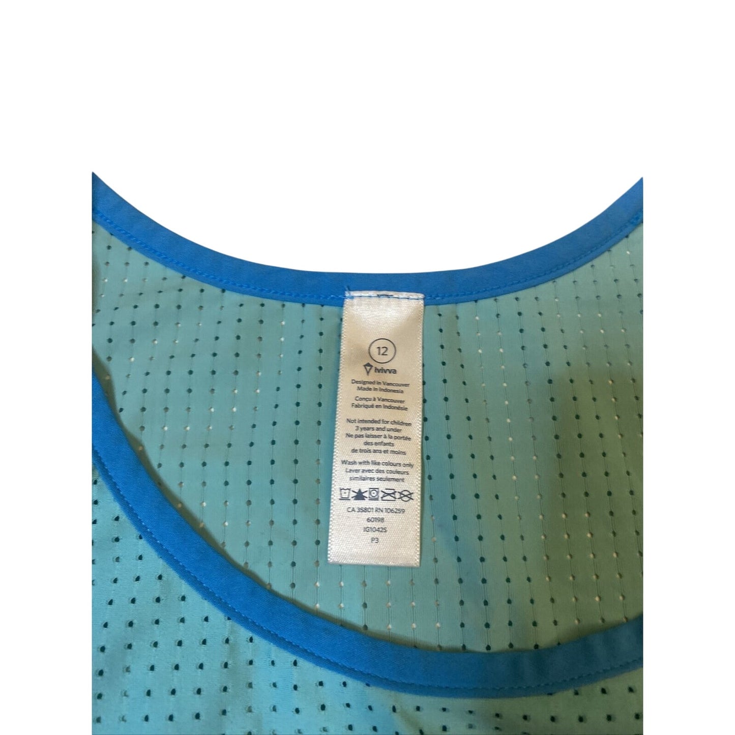 IVIVVA By Lululemon Quick Dry Pink Blue Tank Top Sleeveless Muscle Size 12 - EUC