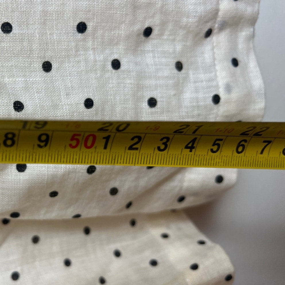 NWT FLAX Blouse Long Sleeve Size Large Cream Black Polka Dots With Slight Stains
