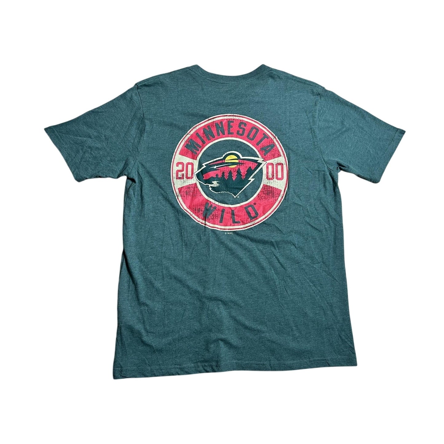 NHL Shirt Mens L Green Minnesota Wild Logo Graphic Tagless Cotton Blend Hockey