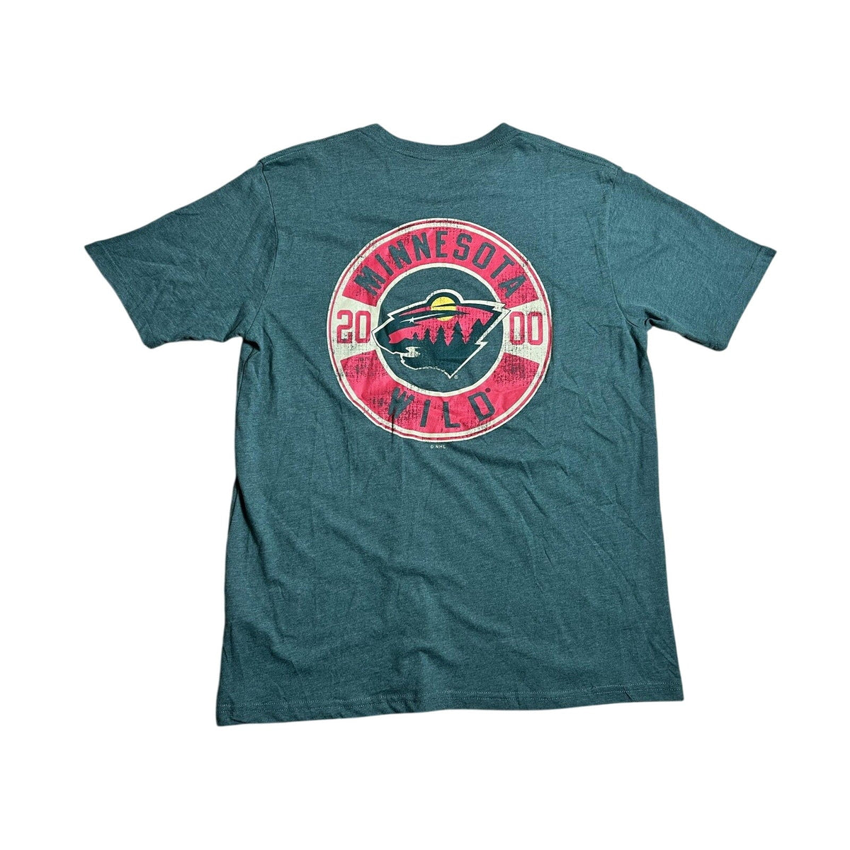 NHL Shirt Mens L Green Minnesota Wild Logo Graphic Tagless Cotton Blend Hockey