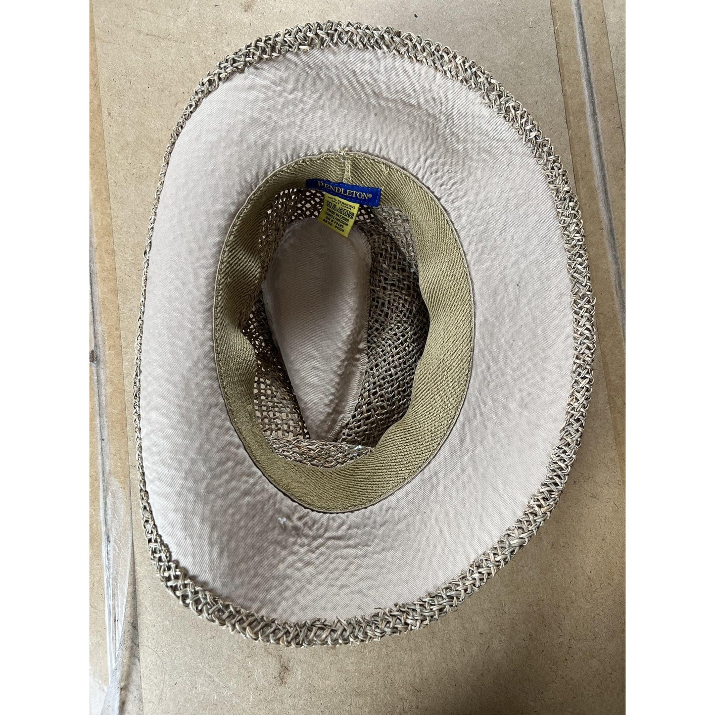 Pendleton Hat Fedora Mens M Beige Straw Lined Breathable Lightweight Summer