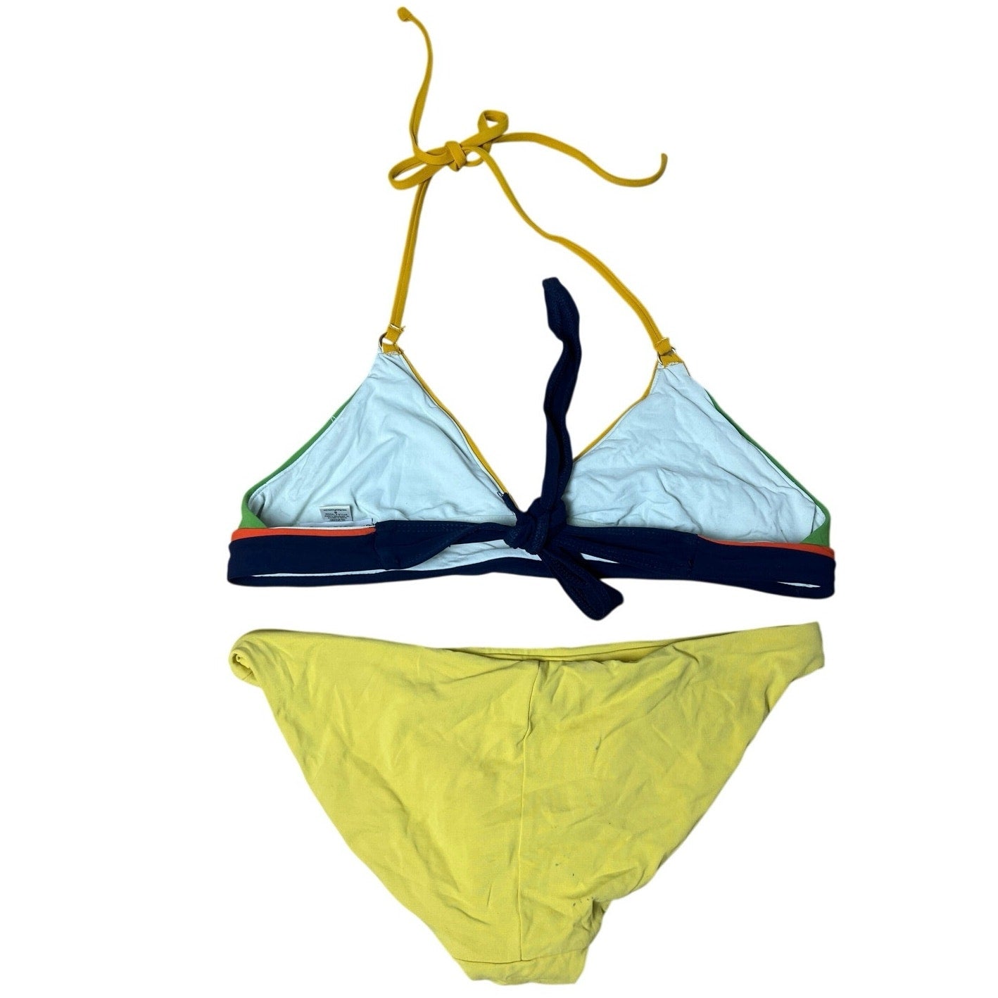 Robin Piccone Bikini Womens S Multicolor Triangle Halter Lined Swim Briefs Logo