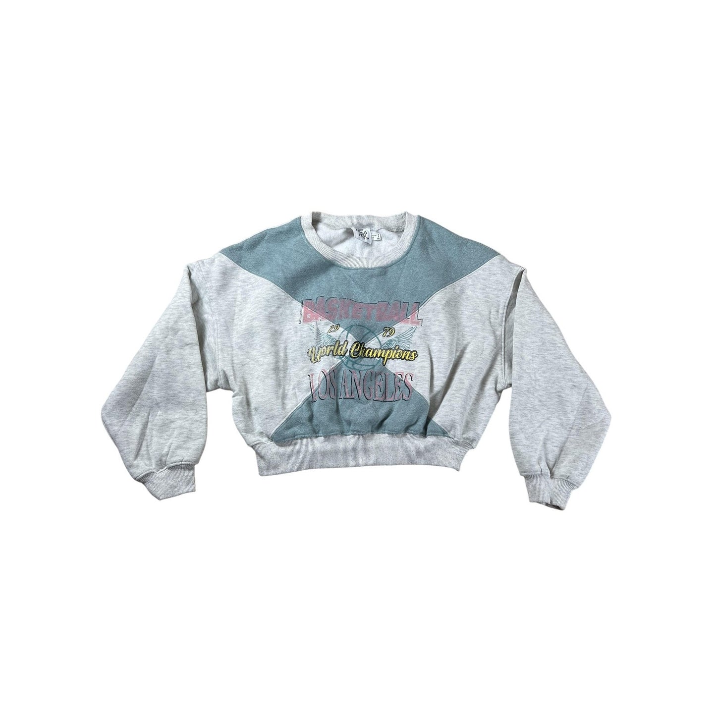 Princess Polly Sweater Womens 4 Gray Pullover Graphic Lined Relaxed Fleece