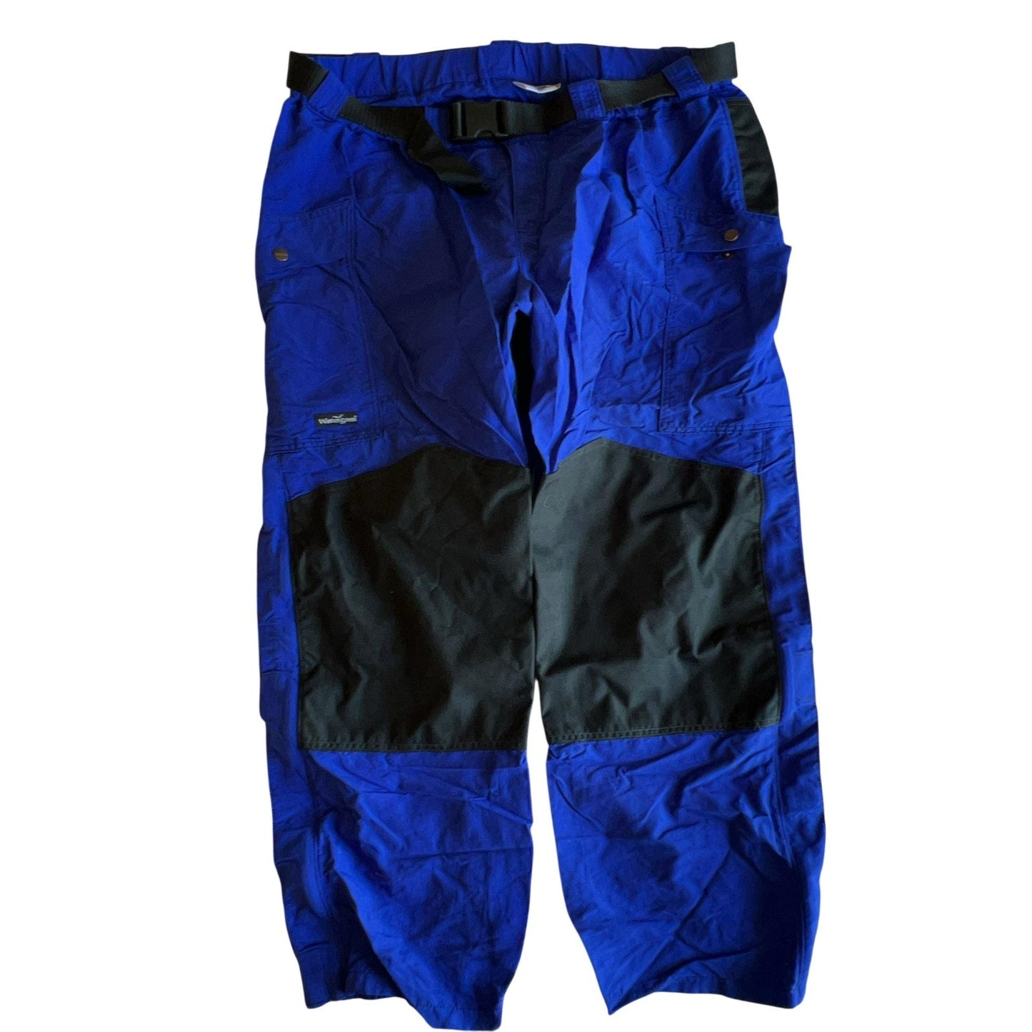 Pants Mens 32x32 Blue Cargo Nylon Relaxed Tapered Flat Front Adjustable Waist