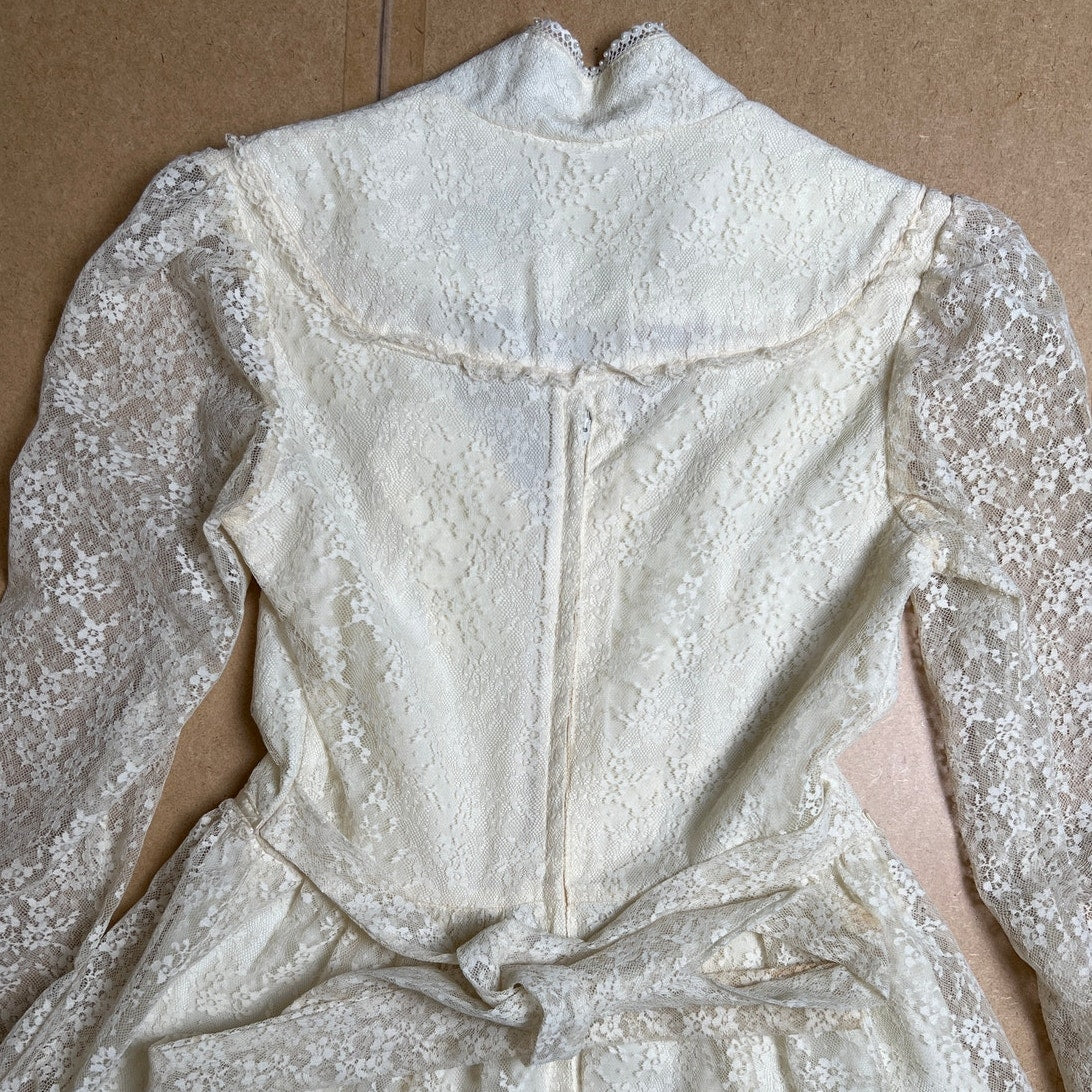 Vintage Gunne Sax White Lace Prairie Gown Dress Size 9