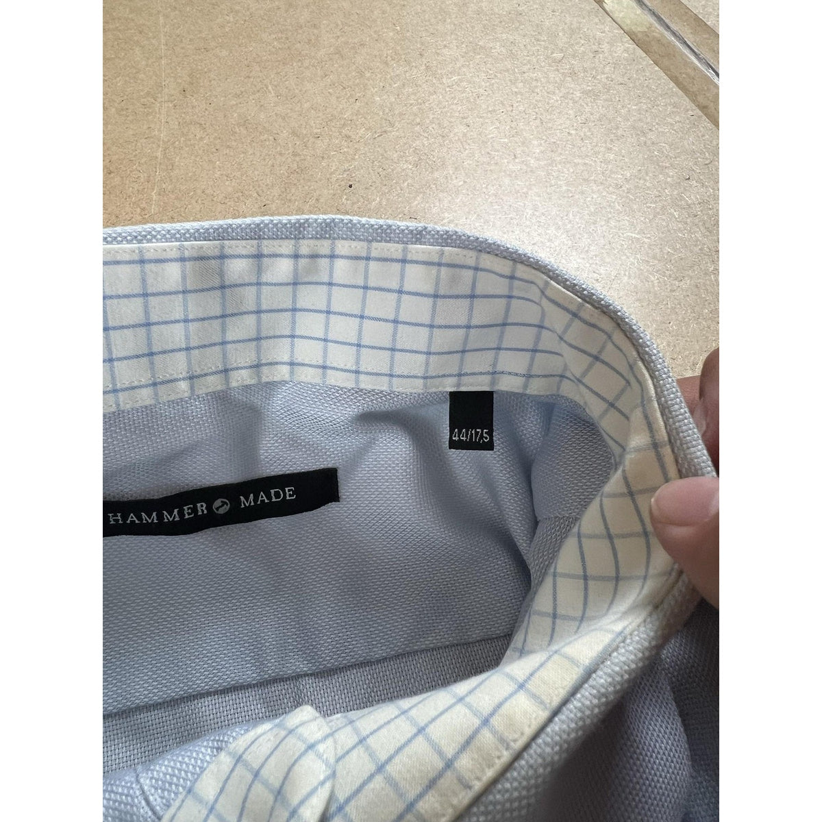 Hammer Made Shirt Mens EU 44 Blue Long Sleeve Button Up Collared Business