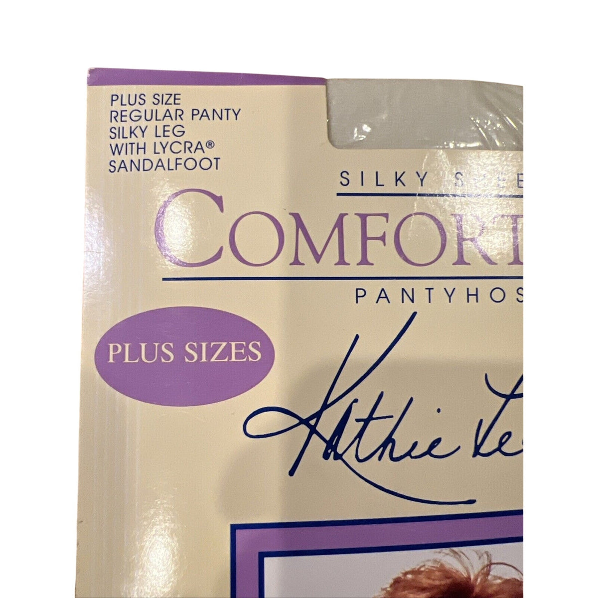 Kathie Lee Comfort Top Lycra Pantyhose Silky Leg Sandalfoot Plus Sz III Ivory